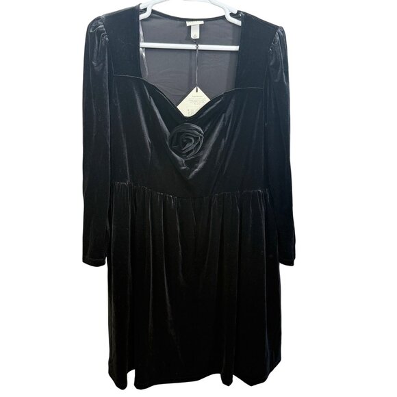 Ava & Viv Plus Size Velvet Black Dress 2X Elegant Cocktail/Christmas Attire - Picture 1 of 6